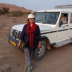 Vandana Prasad during fieldwork at Barmer desert region in Rajasthan.Courtesy Vandana Prasad