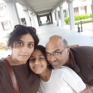 The Tripartite: Vidita clicks a selfie with her husband Ajit Mahadevan and daughter Alina Vaidya Mahadevan