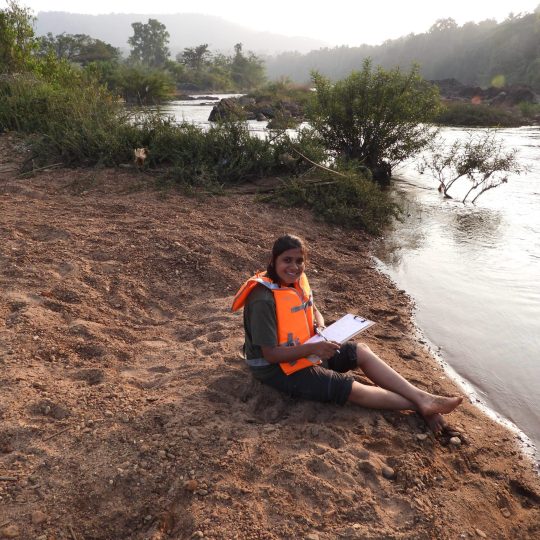 Aquatic data collection along the Chandragiri river. Credit - Sreerag Krishnan